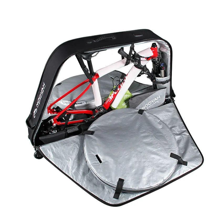NOOYAH Bike Bag Bicycle Travel Bag Transport Case with Wheel Bag Rear Derailleur Pad Frame Fork Protective Tool Bike Accessories