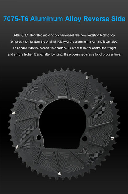 Riro Carbon 110Bcd Chainring Carbon Road Bike Chainring 50-34T 52-36T 53-39T 54-40T for R7100 R8100 R9200 110 Bcd Crown Aluminum