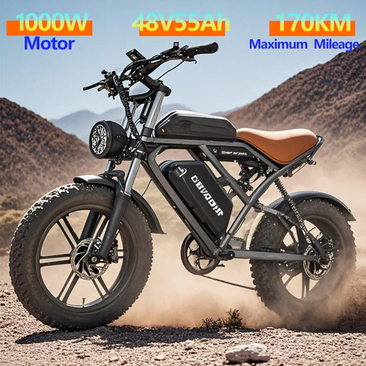 1000W Motor Electric bike 48V 55AH 20-inch Snow Tire Electric bicycle Outdoor adult Off-Road Bicycle Mountain Ebike