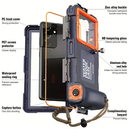Waterproof Phone Case Holsters & 15m Diving 50ft Swimming Premium Protective Housing & Lanyard For iPhone Samsung 6.8" Phone