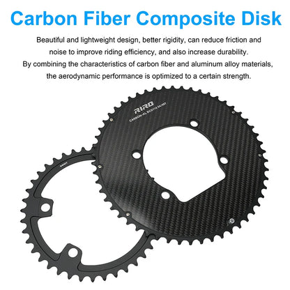 Riro Carbon 110Bcd Chainring Carbon Road Bike Chainring 50-34T 52-36T 53-39T 54-40T for R7100 R8100 R9200 110 Bcd Crown Aluminum