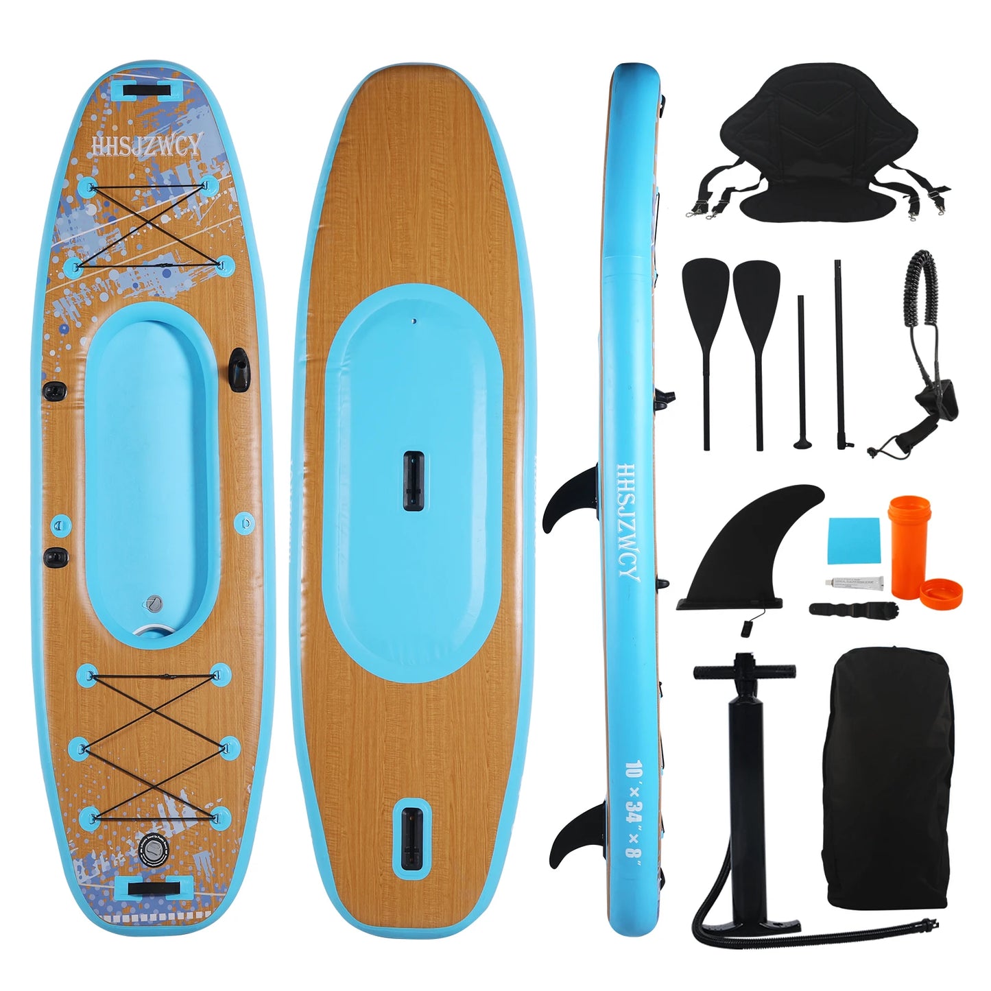 HHSJZWCY 10' Inflatable Stand Up Paddle Board Kayak, 34'' Extra Wide, for Adults, with Seat, PaddleBoard for Fishing,Touring,